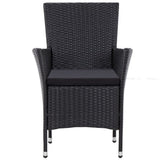 NNEVL 5 Piece Outdoor Dining Set Poly Rattan Black