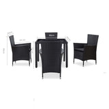 NNEVL 5 Piece Outdoor Dining Set Poly Rattan Black