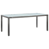 NNEVL Garden Table Grey 190x90x75 cm Poly Rattan and Solid Acacia Wood