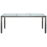 NNEVL Garden Table Grey 190x90x75 cm Poly Rattan and Solid Acacia Wood