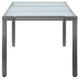 NNEVL Garden Table Grey 190x90x75 cm Poly Rattan and Solid Acacia Wood