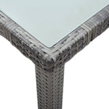 NNEVL Garden Table Grey 190x90x75 cm Poly Rattan and Solid Acacia Wood