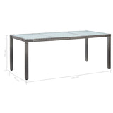 NNEVL Garden Table Grey 190x90x75 cm Poly Rattan and Solid Acacia Wood