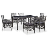 NNEVL 7 Piece Outdoor Dining Set Poly Rattan Grey