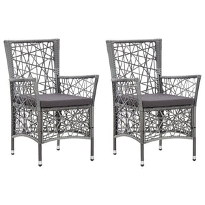 NNEVL Outdoor Chairs 2 pcs with Cushions Poly Rattan Grey