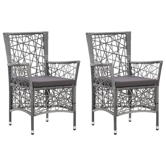 NNEVL Outdoor Chairs 2 pcs with Cushions Poly Rattan Grey