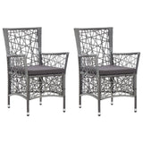 NNEVL Outdoor Chairs 2 pcs with Cushions Poly Rattan Grey