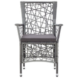 NNEVL Outdoor Chairs 2 pcs with Cushions Poly Rattan Grey