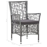 NNEVL Outdoor Chairs 2 pcs with Cushions Poly Rattan Grey