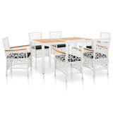 NNEVL 7 Piece Outdoor Dining Set Poly Rattan White