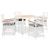 NNEVL 5 Piece Outdoor Dining Set Poly Rattan White