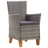 NNEVL 5 Piece Dining Set Poly Rattan and Solid Acacia Wood Grey