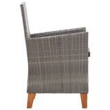 NNEVL 5 Piece Dining Set Poly Rattan and Solid Acacia Wood Grey