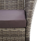 NNEVL 5 Piece Dining Set Poly Rattan and Solid Acacia Wood Grey