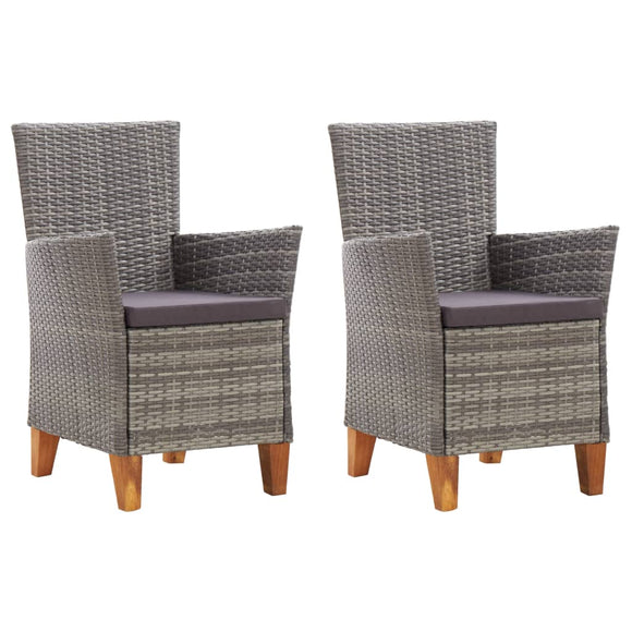 NNEVL Garden Chairs 2 pcs with Cushions Poly Rattan Grey