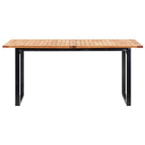 NNEVL 9 Piece Outdoor Dining Set Poly Rattan and Acacia Wood Grey