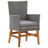 NNEVL 9 Piece Outdoor Dining Set Poly Rattan and Acacia Wood Grey
