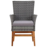 NNEVL 9 Piece Outdoor Dining Set Poly Rattan and Acacia Wood Grey