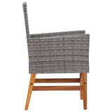 NNEVL 9 Piece Outdoor Dining Set Poly Rattan and Acacia Wood Grey