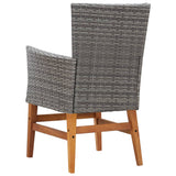 NNEVL 9 Piece Outdoor Dining Set Poly Rattan and Acacia Wood Grey