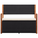 NNEVL Storage Bench 110 cm Poly Rattan and Solid Acacia Wood Black