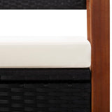 NNEVL Storage Bench 110 cm Poly Rattan and Solid Acacia Wood Black