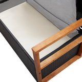 NNEVL Storage Bench 110 cm Poly Rattan and Solid Acacia Wood Black