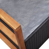NNEVL Storage Bench 110 cm Poly Rattan and Solid Acacia Wood Black