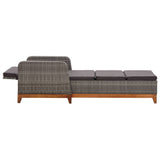 NNEVL Sun Lounger Poly Rattan and Solid Acacia Wood Grey