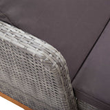 NNEVL Sun Lounger Poly Rattan and Solid Acacia Wood Grey