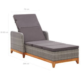 NNEVL Sun Lounger Poly Rattan and Solid Acacia Wood Grey