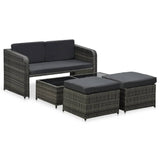 NNEVL 4 Piece Garden Lounge Set with Cushions Poly Rattan Anthracite