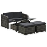 NNEVL 4 Piece Garden Lounge Set with Cushions Poly Rattan Anthracite