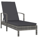 NNEVL Sun Lounger with Armrests Poly Rattan Grey