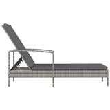 NNEVL Sun Lounger with Armrests Poly Rattan Grey