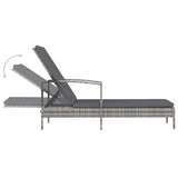 NNEVL Sun Lounger with Armrests Poly Rattan Grey