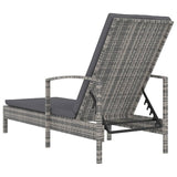NNEVL Sun Lounger with Armrests Poly Rattan Grey