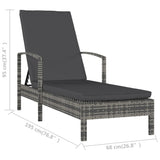 NNEVL Sun Lounger with Armrests Poly Rattan Grey