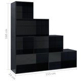 NNEVL Book Cabinet/Room Divider High Gloss Black 155x24x160 cm Chipboard