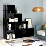 NNEVL Book Cabinet/Room Divider High Gloss Black 155x24x160 cm Chipboard