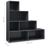 NNEVL Book Cabinet/Room Divider High Gloss Grey 155x24x160 cm Chipboard