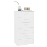 NNEVL Sideboard with 6 Drawers White 50x34x96 cm Chipboard