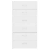 NNEVL Sideboard with 6 Drawers White 50x34x96 cm Chipboard