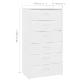 NNEVL Sideboard with 6 Drawers White 50x34x96 cm Chipboard