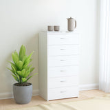 NNEVL Sideboard with 6 Drawers White 50x34x96 cm Chipboard