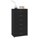NNEVL Sideboard with 6 Drawers Black 50x34x96 cm Chipboard