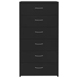 NNEVL Sideboard with 6 Drawers Black 50x34x96 cm Chipboard