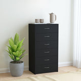NNEVL Sideboard with 6 Drawers Black 50x34x96 cm Chipboard