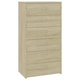 NNEVL Sideboard with 6 Drawers Sonoma Oak 50x34x96 cm Chipboard
