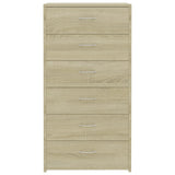 NNEVL Sideboard with 6 Drawers Sonoma Oak 50x34x96 cm Chipboard